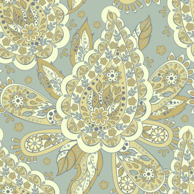 Paisley dikişsiz Asya deseni. Folklor vektör arkaplanı