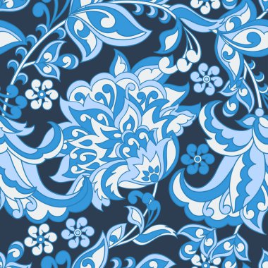 Etnik çiçekler pürüzsüz vektör deseni. 