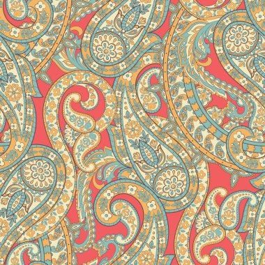 Damask desenli, pürüzsüz vektör deseni. Çiçek bağbozumu arka planı