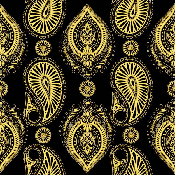 Patrón Sin Costura Paisley Con Adorno Indio Fondo Vectorial — Vector de stock