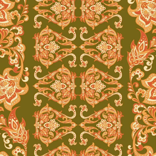 Дамасский Цветочный Узор Тюленей Винтажный Векторный Фон — стоковый вектор