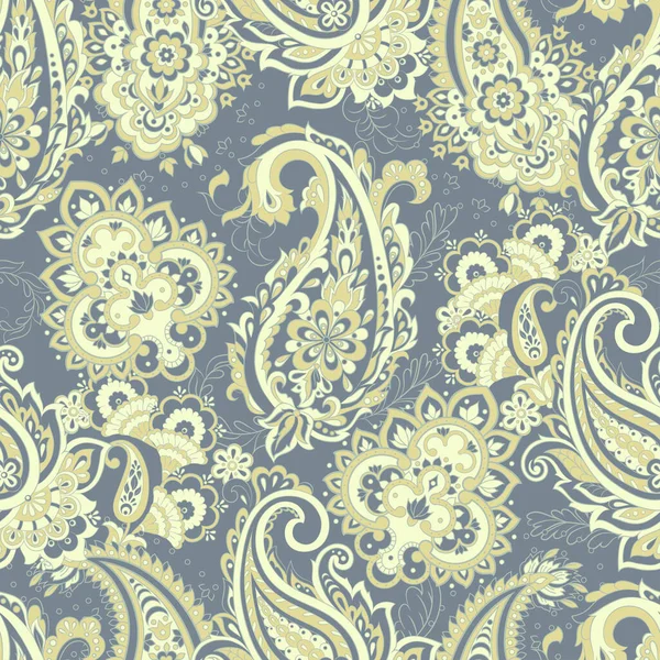 Motif Pailsey Vintage Dans Style Batik Indien Fond Vectoriel Floral — Image vectorielle