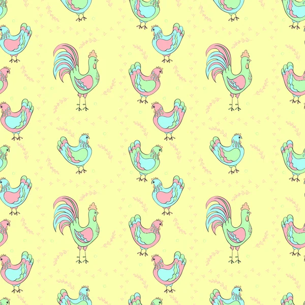 Chickens seamless pattern — Stock Vector