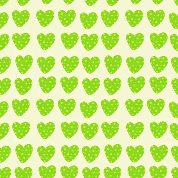 Corazones verdes patrón sin costuras — Vector de stock