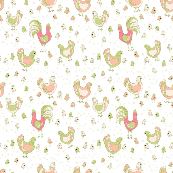 Seamless pattern with chickens — Stock Vector