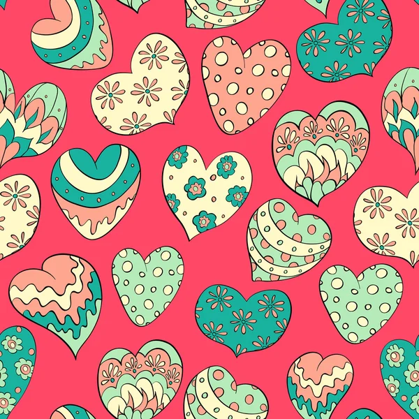 Seamless pattern with colorful hearts — Stock Vector