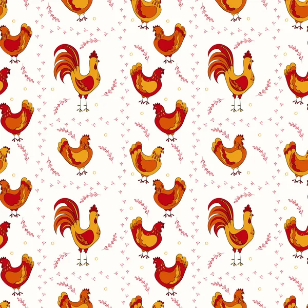 Chickens seamless pattern — Stock Vector