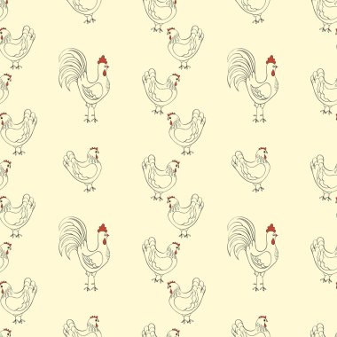 Horoz ve tavuk desen