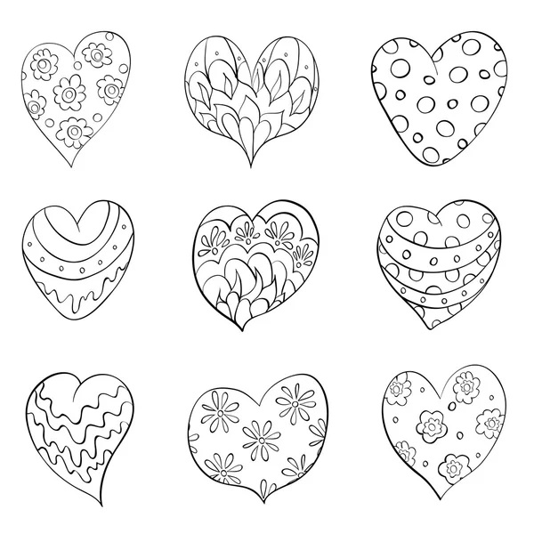 Set of cheerful hearts — Stock Vector