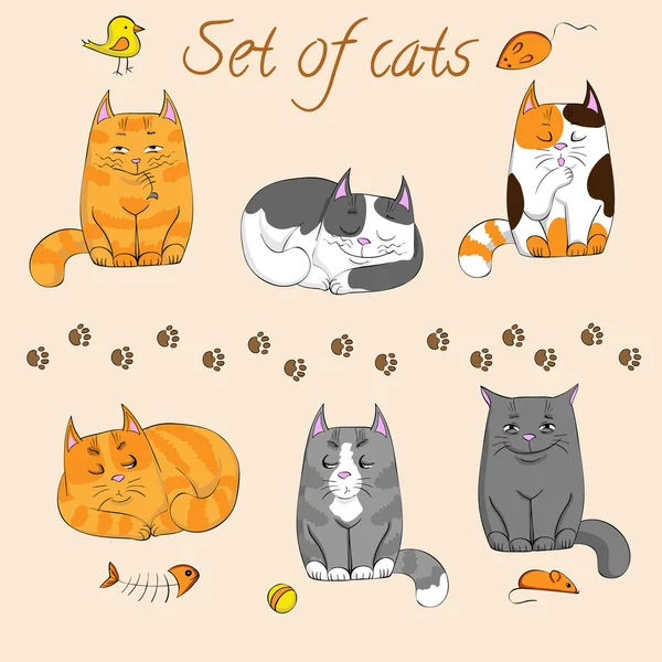 Ensemble de chats mignons — Image vectorielle