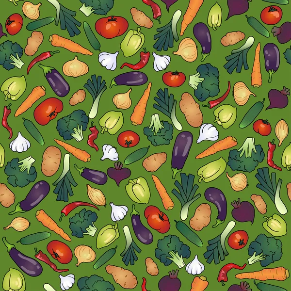 模式与剪影蔬菜 — 图库矢量图片