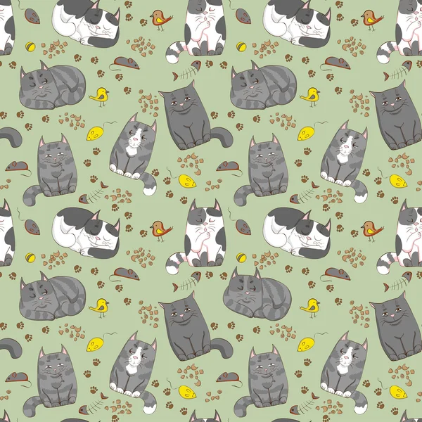 Seamless pattern with cats — Stock Vector