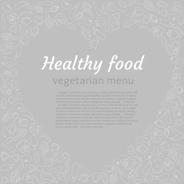 Menu végétarien en forme de coeur — Image vectorielle