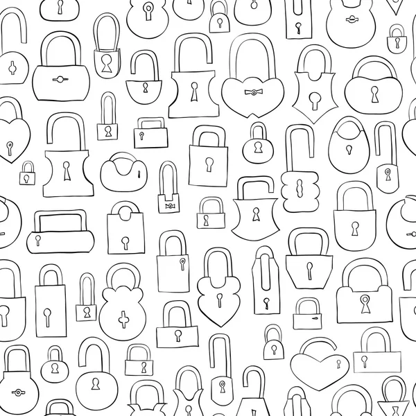Hand drawn locks seamless pattern — Stock Vector