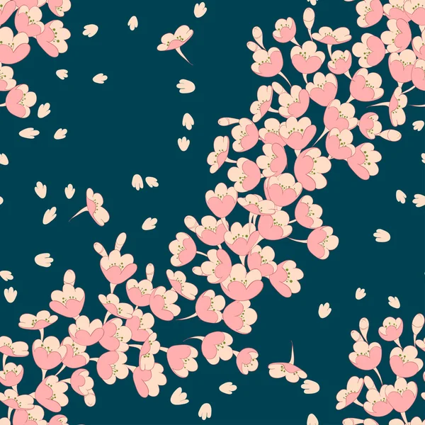 Sömlöst mönster med sakura blommor — Stock vektor