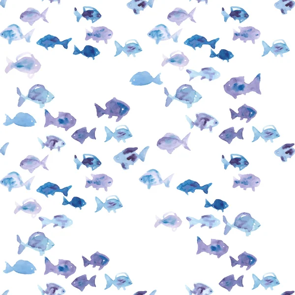 Watercolor fish seamless pattern — Stock Vector