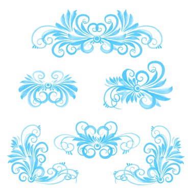 Mavi çiçek öğeleri