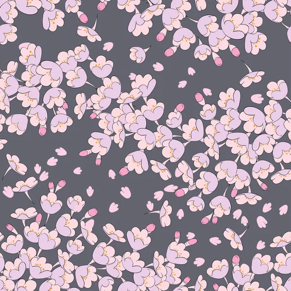 无缝模式与樱花树枝软颜色