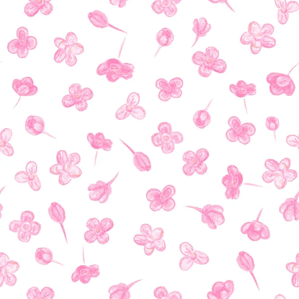 花が描かれたパターンを手します。 — ストックベクタ