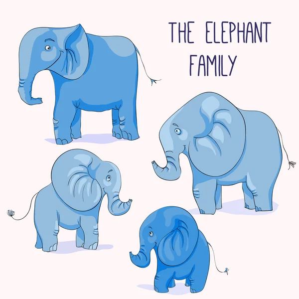 Χαριτωμένα κινούμενα σχέδια οικογένεια ελεφάντων — Διανυσματικό Αρχείο