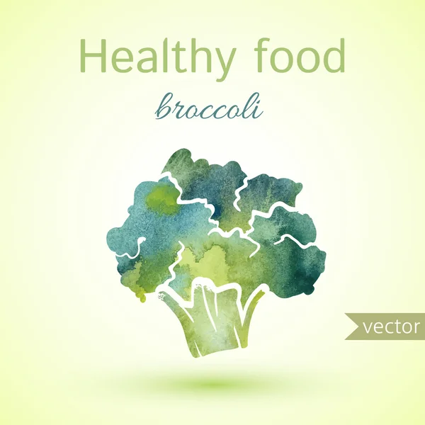 Cibo sano, broccoli all'acquerello — Vettoriale Stock