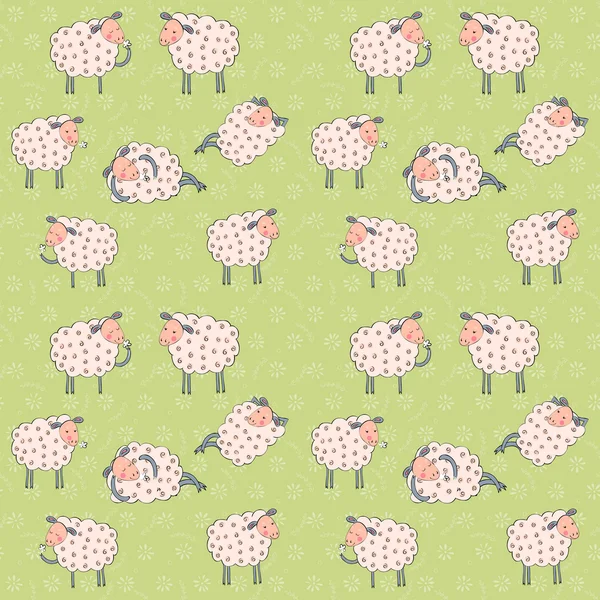 Dessin animé moutons motif sans couture — Image vectorielle