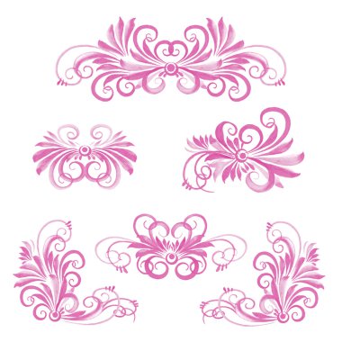 suluboya çiçek öğeleri