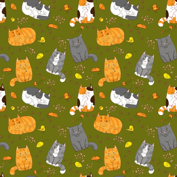 Cats seamless pattern — Stock Vector