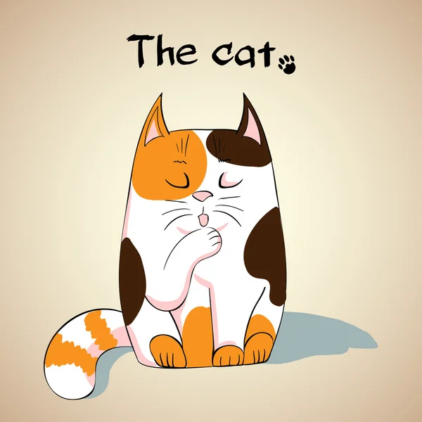 可愛い猫なめる足 — ストックベクタ