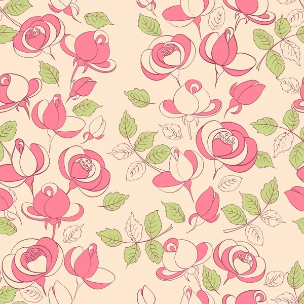 Vintage roses seamless pattern — Stock Vector