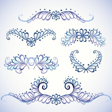 Suluboya çiçek tasarım öğeleri