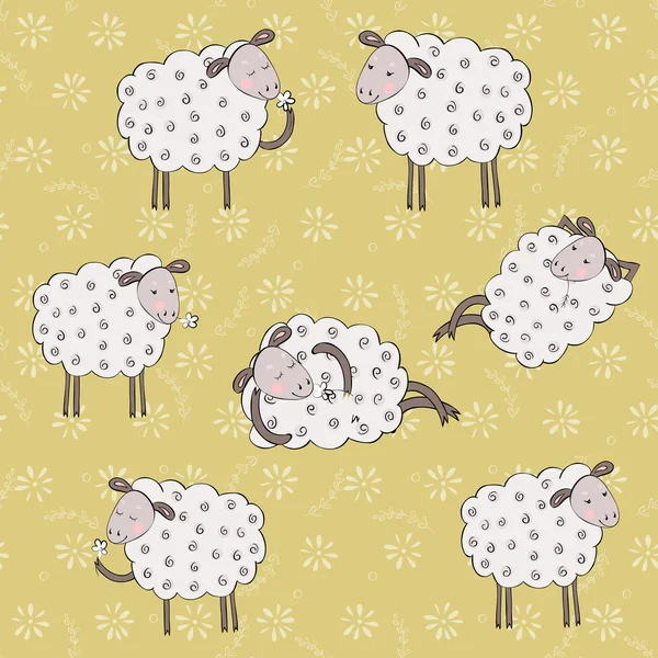 Ovce bezešvé vzor — Stockový vektor