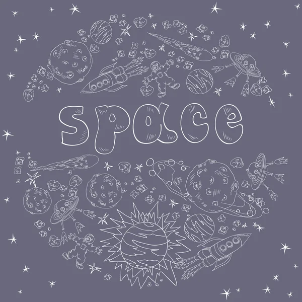 Hand drawn space cartoon — Stock Vector