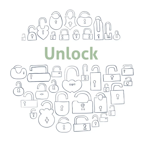 Vintage unlock locks — Stock Vector