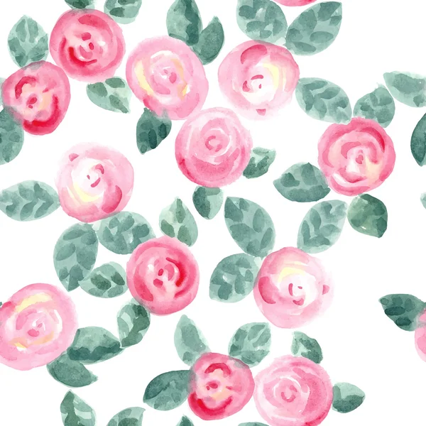 Padrão sem costura de rosas aquarela —  Vetores de Stock