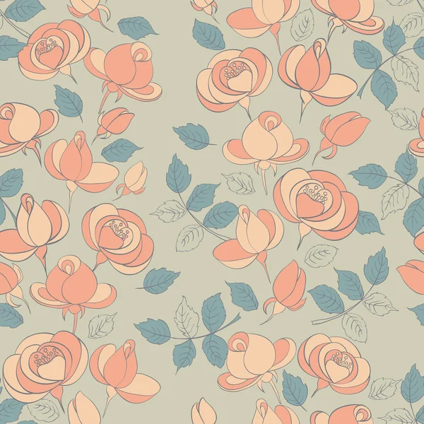 Vintage seamless pattern with roses — Stock Vector
