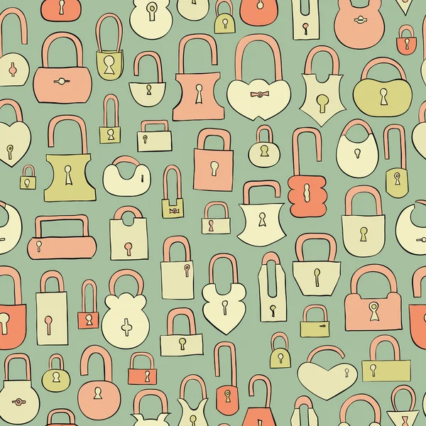 Vintage locks seamless pattern — Stock Vector