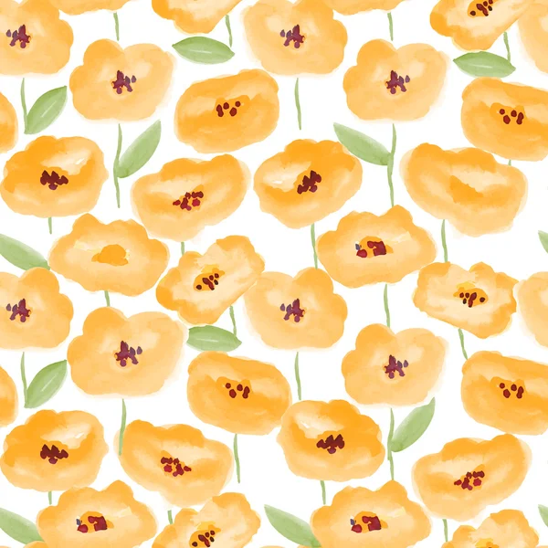 Flores warecolor patrón sin costura — Vector de stock