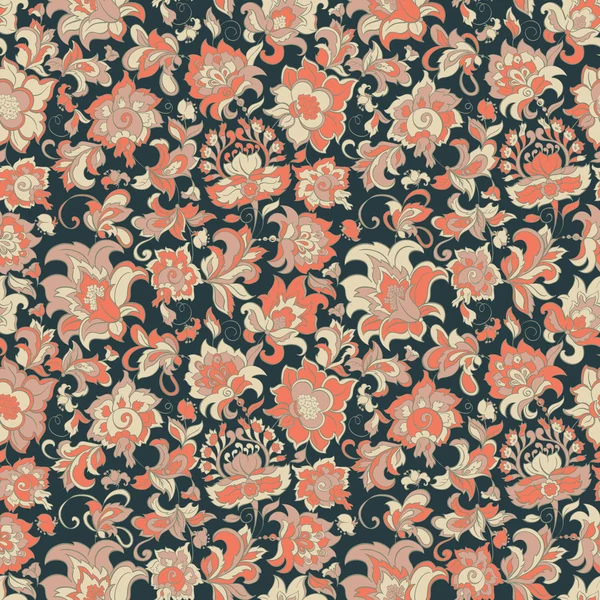 Fleurs ethniques motif sans couture — Image vectorielle