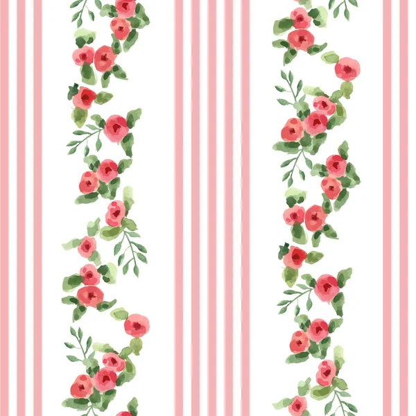 Patrón floral inglés con rayas — Vector de stock