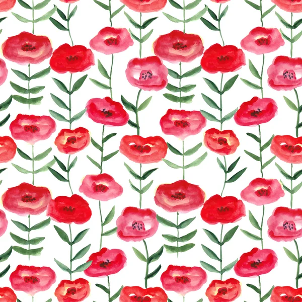 Flores rojas warecolor — Archivo Imágenes Vectoriales