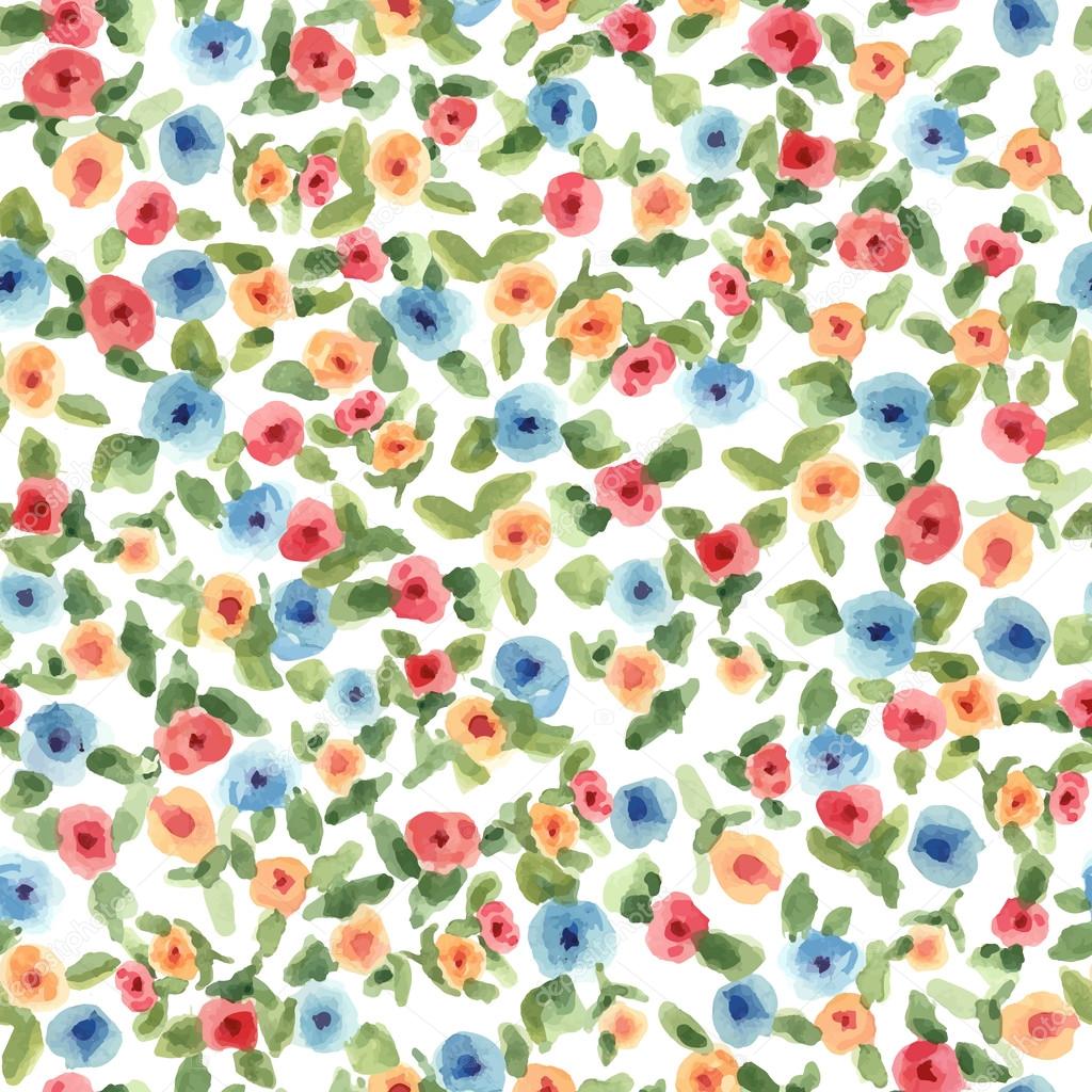 Pattern with bright flowers and leaves