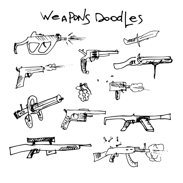 Uppsättning av handritad vapen — Stock vektor