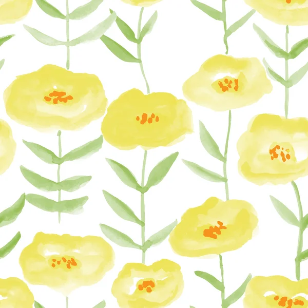 Warecolor bunga pola mulus - Stok Vektor