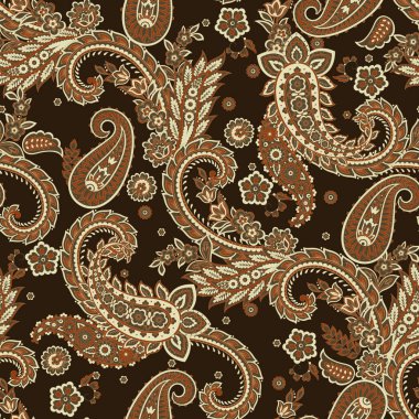 Paisley Süslü, pürüzsüz desen. kalamkari vektör kumaş arkaplanı