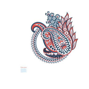 Paisley vektör izole desen. Çiçek Vintage illüstrasyonu