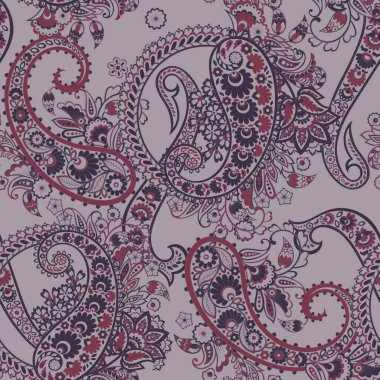 Paisley vektör seamless modeli. Fantastik çiçek yaprakları. Tekstil bohem Yazdır. Batik boyama. Vintage