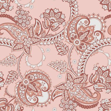 Çiçeksiz desenli desenli şal desenli süs. Asya tekstil biçiminde vektör illüstrasyonu