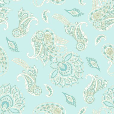 Hint batik tarzında kusursuz Paisley deseni. Çiçek vektör illüstrasyonu