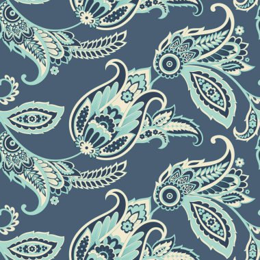 Paisley Çiçek Doğulu Etnik Düzen. Kusursuz Vektör Süslemesi. Şam kumaş desenleri.